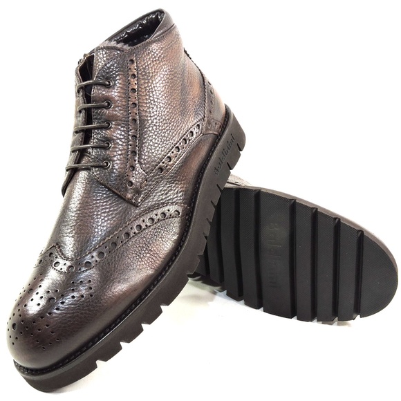 BALDININI ?? MEN\'S BROWN SOFT LEATHER WINTER FUR LINING FLAT BOOTIE